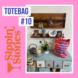 Sippin' Stories - totebag #10 - Strepen Poppy Red & Litchi