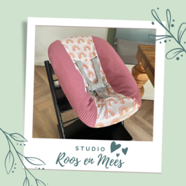Tripp Trapp newbornset hoes - mix - regenbogen roze en goud met wafelstof oud roze