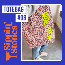 Sippin' Stories - totebag #08 - Luipaard roze