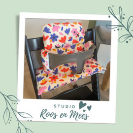 Tripp Trapp kussenset - katoen - Jennifer Bouron abstracte bloemen kobalt
