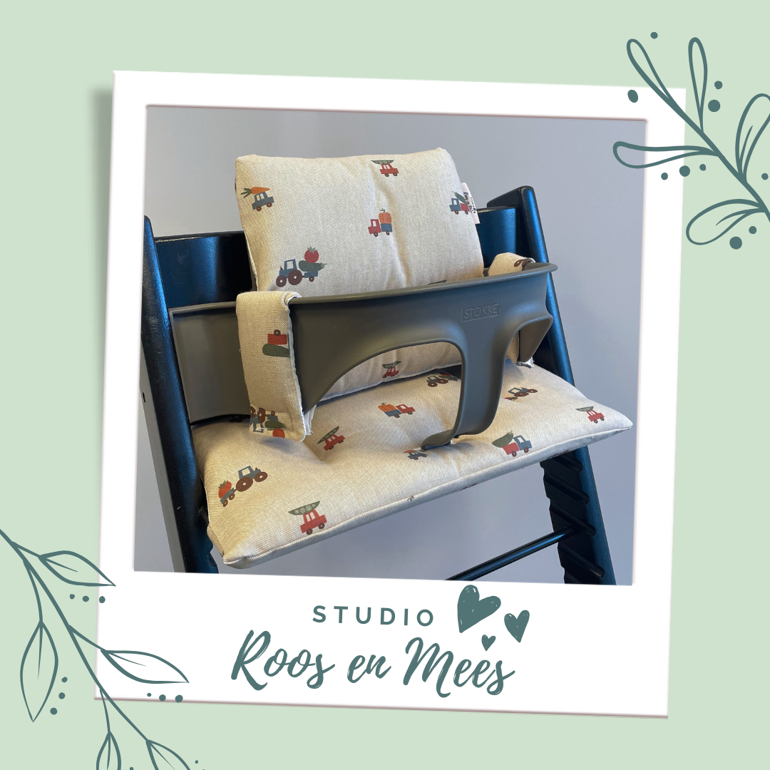 Tripp Trapp kussenset - decoratiestof - voertuigen met groenten