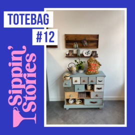 Sippin' Stories - totebag #12 - Polka Dots Gold Green