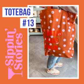 Sippin' Stories - totebag #13 - Polka Dots Rust