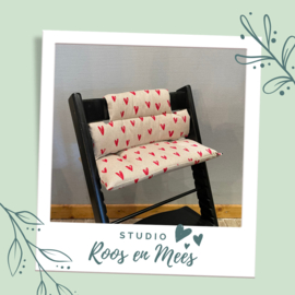 Tripp Trapp junior kussen - decoratiestof - getekende hartjes met metallic