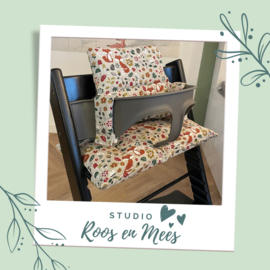 Tripp Trapp kussenset - decoratiestof - vosjes met paddestoelen