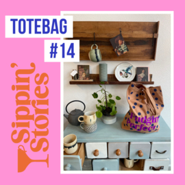 Sippin' Stories - totebag #14 - Polka Dots Clay