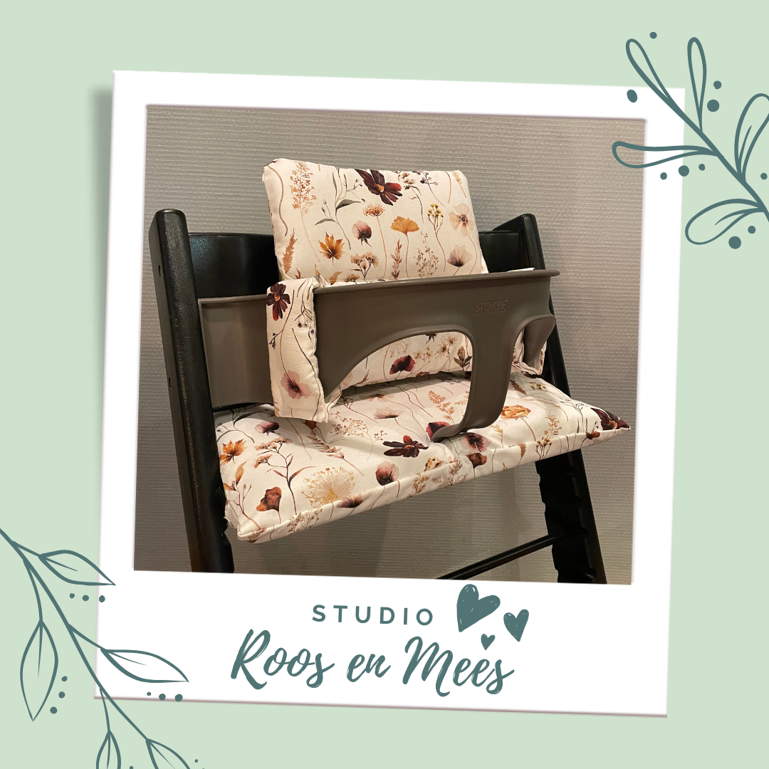 Tripp Trapp kussenset - decoratiestof - takjes en bloemen herfst tinten