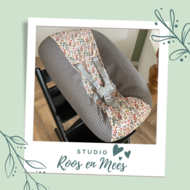 Tripp Trapp newbornset hoes - mix - bloemetje oud groen met wafelstof midden grijs