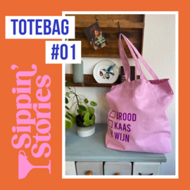 Sippin' Stories - totebag #01 - Pink Lavender