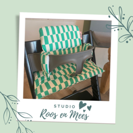 Tripp Trapp kussenset - katoen - ruiten Jennifer Bouron naturel/groen
