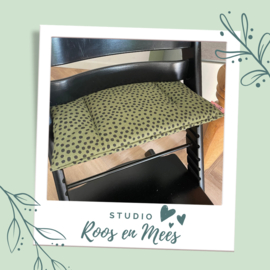 Tripp Trapp los zitkussen - decoratiestof - groen met zwarte stip