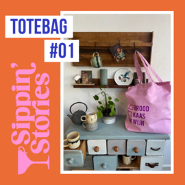 Sippin' Stories - totebag #01 - Pink Lavender