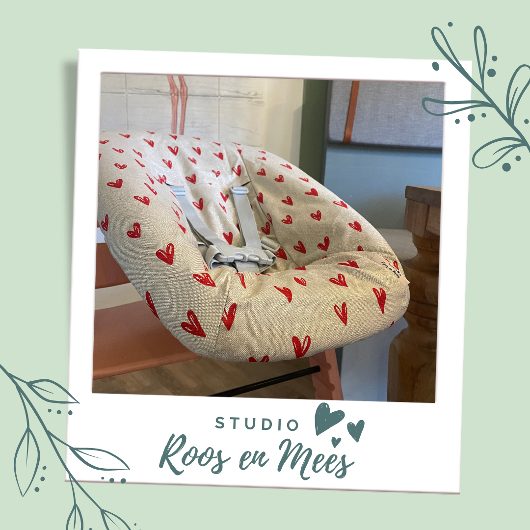 Tripp Trapp newbornset hoes - decoratiestof - getekende hartjes met metallic
