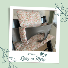 Tripp Trapp kussenset - katoen - retro bloem oud roze