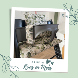 Tripp Trapp kussenset - decoratiestof - aquarel eucalyptus bladeren