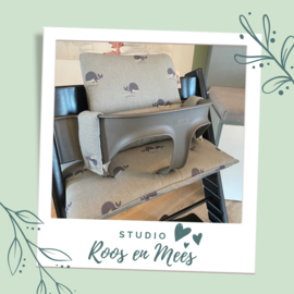 Tripp Trapp kussenset - decoratiestof - baby walvissen op ijs blauw