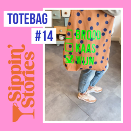 Sippin' Stories - totebag #14 - Polka Dots Clay