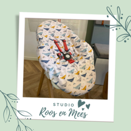 Stokke Steps newborn hoes - katoen - walvis op wit met blauw en oker