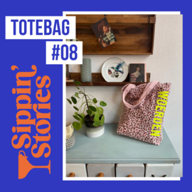 Sippin' Stories - totebag #08 - Luipaard roze