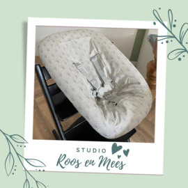 Tripp Trapp newbornset hoes - decoratiestof - zilveren waaiers op ecru