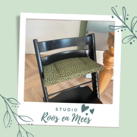 Tripp Trapp los zitkussen - decoratiestof - groen met zwarte stip
