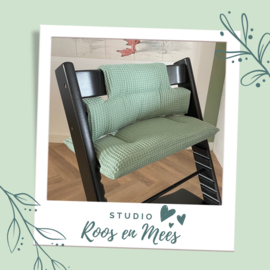 Tripp Trapp junior kussen - wafelstof - oud groen