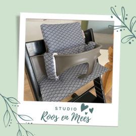 Tripp Trapp kussenset - afwasbaar - waaiers blauw met wit