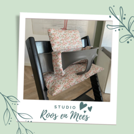 Tripp Trapp kussenset - katoen - retro bloem oud roze
