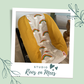 Tripp Trapp newbornset hoes - mix - regenbogen met wafelstof oker