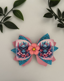 Stitch bloemen blauw roze