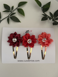 Set van 3 bloemetjes rood