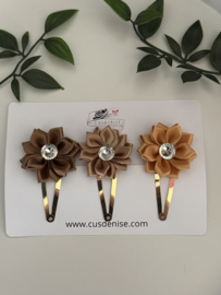 Set van 3 bloemetjes bruin