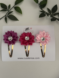 Set van 3 bloemetjes roze