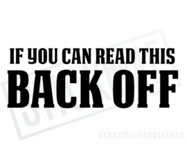 If you can read this back off