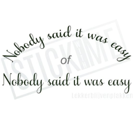 Nobody said it was easy