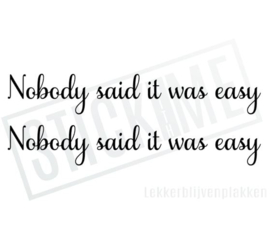 Nobody said it was easy