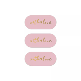 Stickers || With love ovaaltjes || Roze/goud