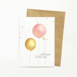 Kaart || Welkom little one || ballonnen