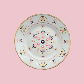 Wandbord roze, geel en zwart