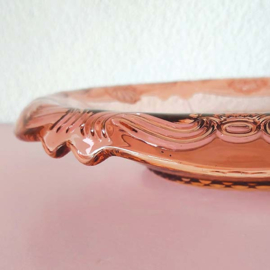 Brocante glazen schaal roze