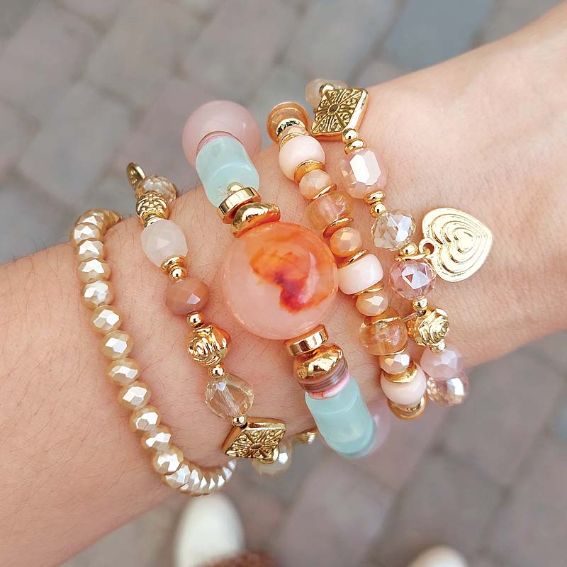 Biba Kralenarmband Blauw, Roze en Oranje – 55372