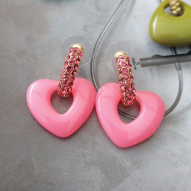 Biba oorbellen hartjes retro roze