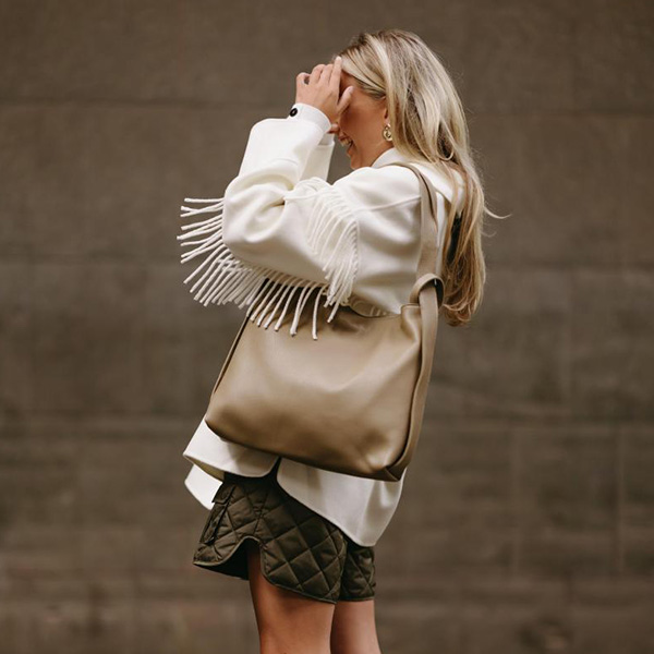 Leren Schoudertas & Rugtas Taupe - Double Luck