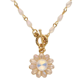 Biba ketting bloem goud wit