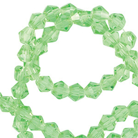 Facet glaskraal 6mm bicone spring green (per stuk)