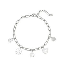 Stainless steel armband smileys zilver