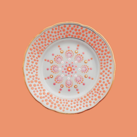 Wandbord roze, peach en goud