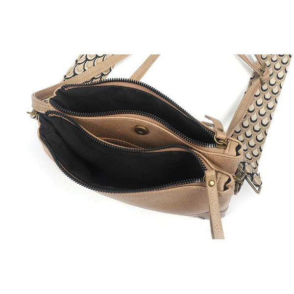 Schoudertas Geweven Band Beige - Evian