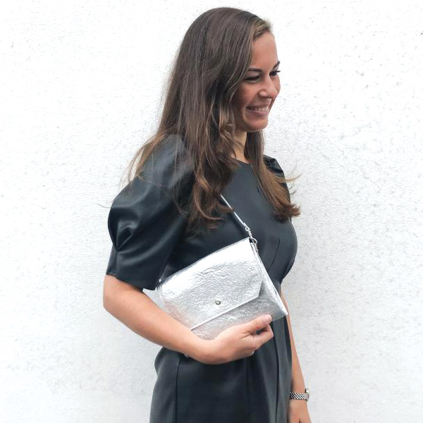 Leren Schoudertas & Clutch Zilver - New Year's Eve