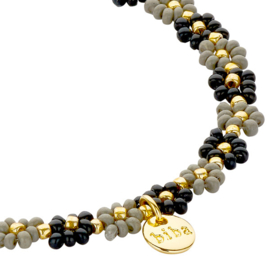 Biba armband bloemen zwart grijs